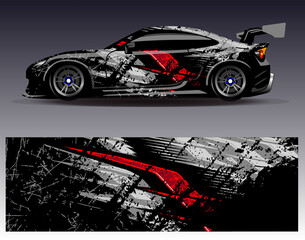 Car wrap design vector. Graphic abstract stripe racing background kit designs for wrap vehicle  race car  rally  adventure and livery