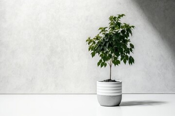 In a concrete room with a white potted tree. It grows dollars. Pretend. Generative AI