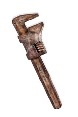 old wrench isolated on white background
