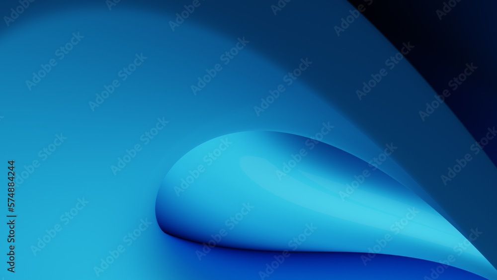Poster abstract background template with distorted, flowing and twisting colorful blue geometry. 3d illustr