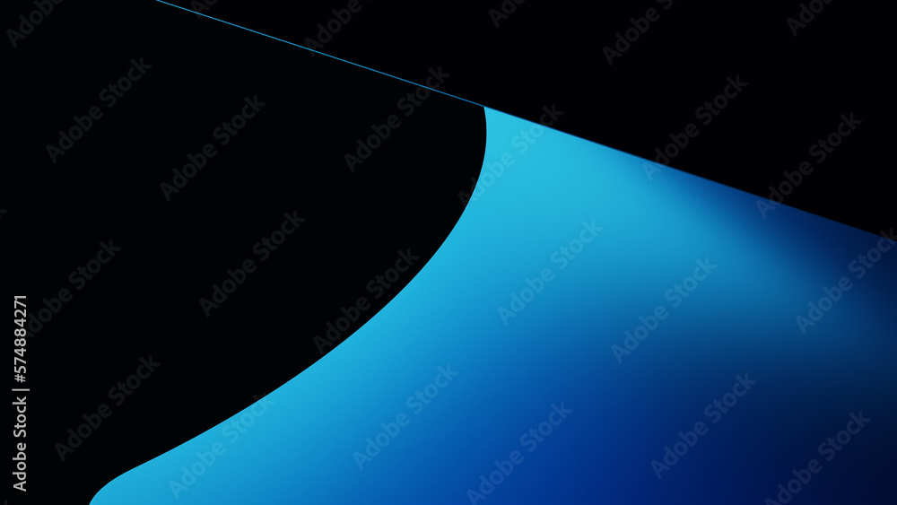 Poster abstract background template with distorted, flowing and twisting colorful blue geometry. 3d illustr
