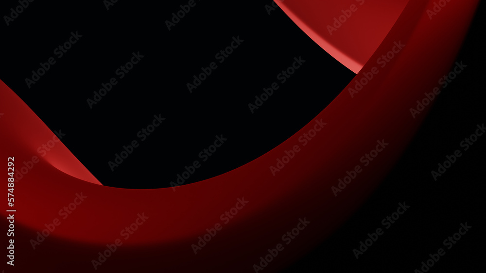 Poster abstract background template with distorted, flowing and twisting colorful red geometry. 3d illustra