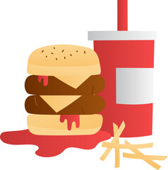 Fast food flat Illustration. Healthy concept