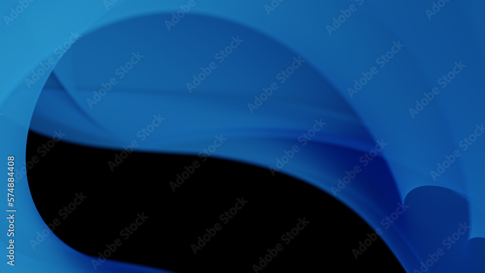 Poster abstract background template with distorted, flowing and twisting colorful blue geometry. 3d illustr