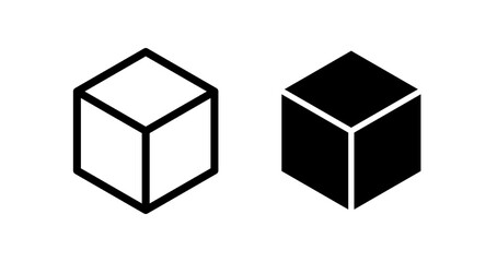 Cube icon. A geometric shape with a square at the base. Cubic symbol of sugar or volume.