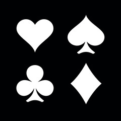 A set of card suits. A symbol of a deck of playing cards or gambling games (poker, bridge). Four card suits: spades, hearts, diamonds and clubs.
