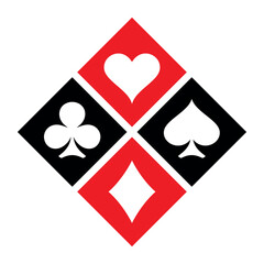A set of card suits. A symbol of a deck of playing cards or gambling games (poker, bridge). Four card suits: spades, hearts, diamonds and clubs.