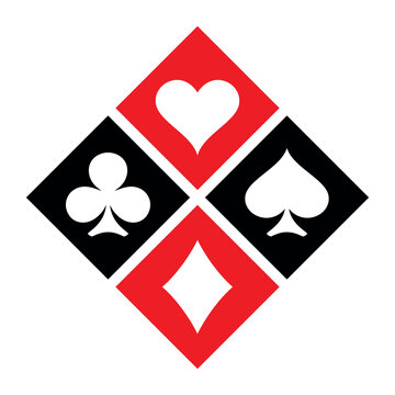 recommend clip art: A set of card suits. A symbol of a deck of playing cards or gambling games (poker, bridge). Four card suits: spades, hearts, diamonds and clubs.