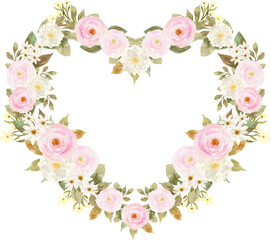 Elegant Pink And White Watercolor Floral Wreath
