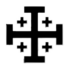 Fototapeta premium jerusalem cross brush on white background, vector illustration.