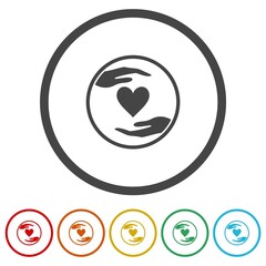 Donate icon isolated on white background. Set icons colorful