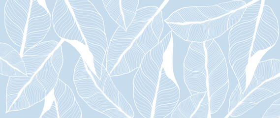 Pale blue vector botanical illustration with white leaves for decor, covers, backgrounds, wallpapers