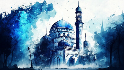Mosque background. Ramadan mosque wallpaper. Ai generated