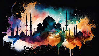 Mosque background. Ramadan mosque wallpaper. Ai generated