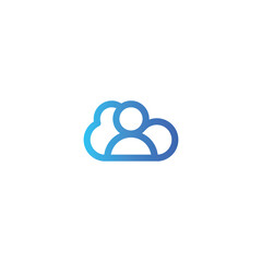 Cloud tech user people logo for business, vector, icon, web, app, logo, design, symbol, technology, illustration, network, flat, computer, internet, data, data cloud, media, cloud user, identity