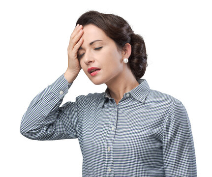 Vintage woman with headache