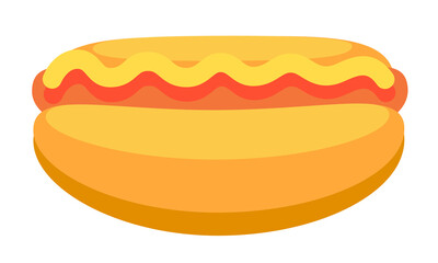 Hot dog bun in a cartoon character. Fast food or junk food cartoon.