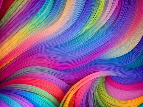 threads of yarn as an abstract background, close-up, multi-colored threads of colored delicate rainbow yarn Generative AI