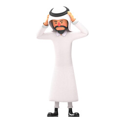 muslim man dizzy pose 3d illustration