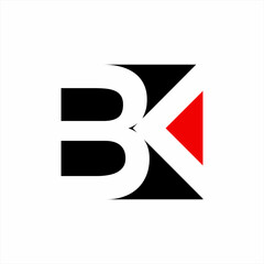 Letter B K logo vector design with triangle sign.