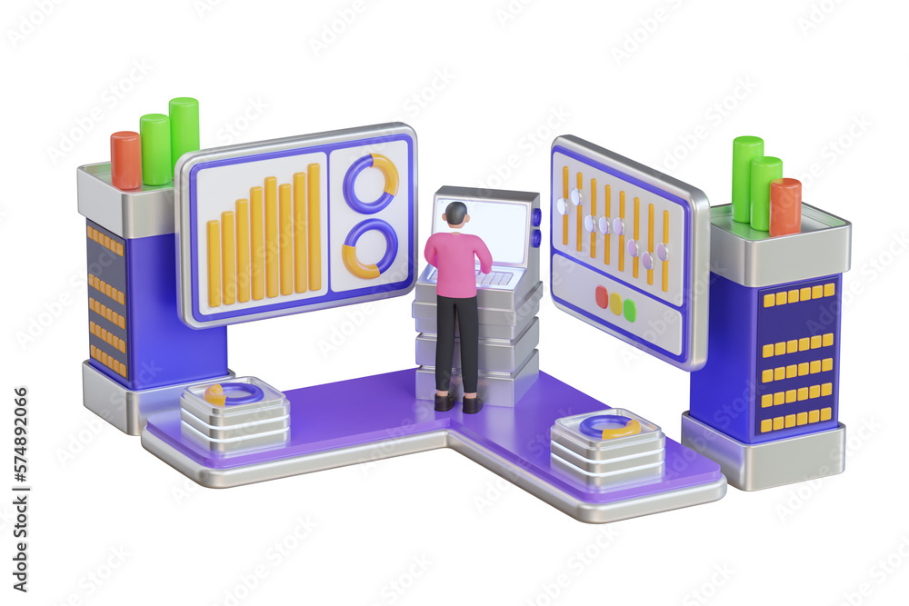Poster technician working in server room. server room data center. server tech support, storage, distributi