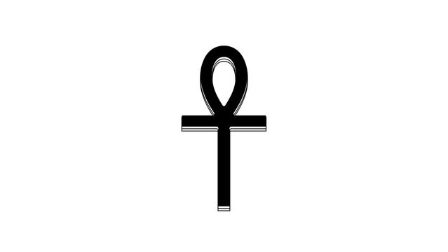 Black Cross ankh icon isolated on white background. 4K Video motion graphic animation