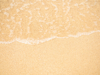 Wave on Sea Beach at Coast,Splash Water Texture on Sand,Tropical Nature Shore for Tourism Relax Vacation Travel Summer Holiday,Beautiful Seascape Free Space.
