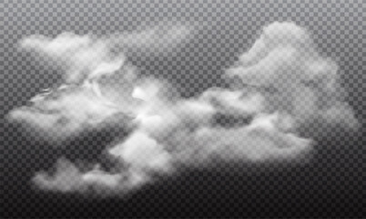 Realistic clouds set isolated on a transparent background.Vector illustration 