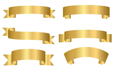 Gold ribbons set of flat design graphic elements collection.Vector illustration