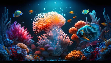 Vibrant and colorful underwater world of the ocean. Generative AI