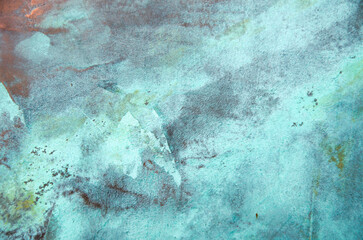 Oxidized copper background. copper oxide patina. natural texture copper material.green and blue...