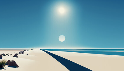 A nice view of a sky, beach and sea side. Generative AI