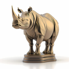Obraz premium Trophy with Rhinoceros character design. Generative AI
