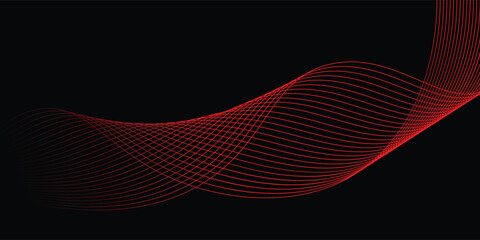 Black background and red line wave 