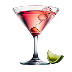 a cosmopolitan cocktail drink, transparent background png - obrazy, fototapety, plakaty