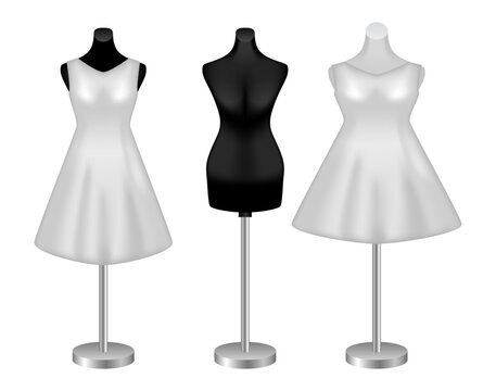 mannequins dress mockup in fashion shop isolated - 3d illustration
