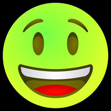 Emoji laughing green face with raised eyebrows