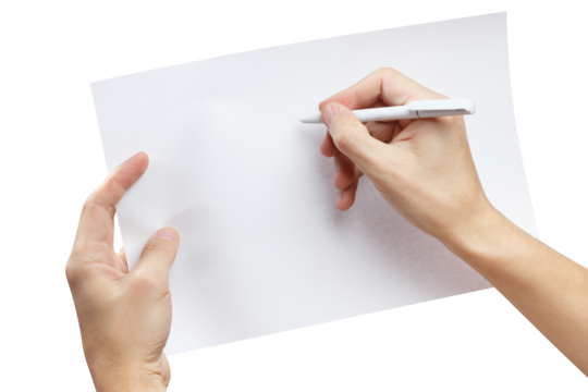 Hand signing paper document, cut out