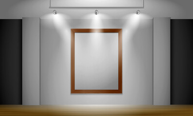interior empty gallery room design isolated - 3d illustration