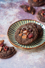 homemade cranberry double chocolate chip cookies.