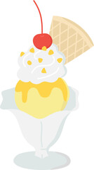 Ice cream sundae flat illustration