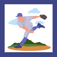 Baseball player. Sport concept vector illustration in flat style design