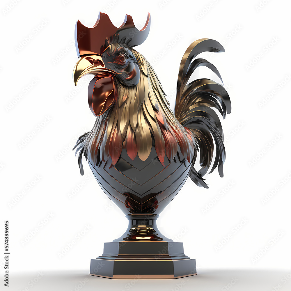 Wall mural trophy with rooster design. generative ai