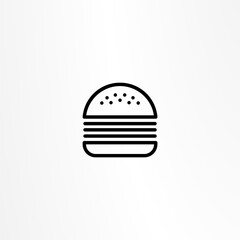 Burger icon. Hamburger logo. Fast food line emblem.