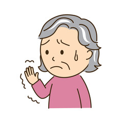 脳卒中により片手が麻痺したおばあさん