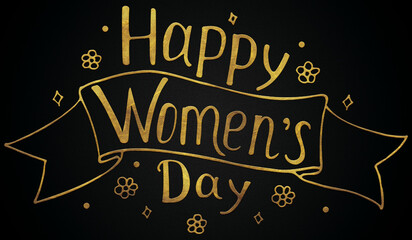 Happy women's day Golden calligraphy design banner