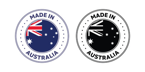 made in Australia icon. made in aus icon suitable for commerce business. badge, seal, sticker, logo, symbol in colored and black Variants. Isolated vector illustration