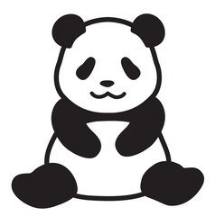 座っているジャイアントパンダのイラスト