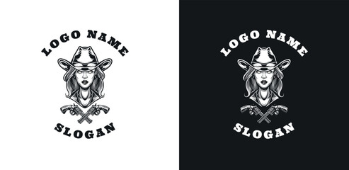 Fototapeta premium Female Cowboy Graphic Logo Design