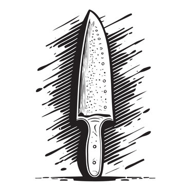 Knife hand drawn sketch in doodle illustration Kitchen utensils